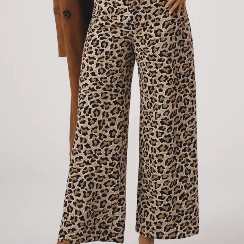 Anthropologie Maeve The Ettie Leopard Print Wide-Leg Pants New with Tags 29,27 - Picture 2 of 8